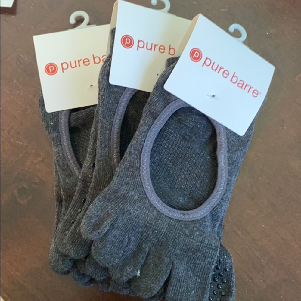NEW Pure Barre 5 Toe Socks- Medium/Charcoal Grey
